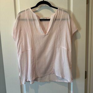 Vince- Cotton Split Neck Top- Large- Pink